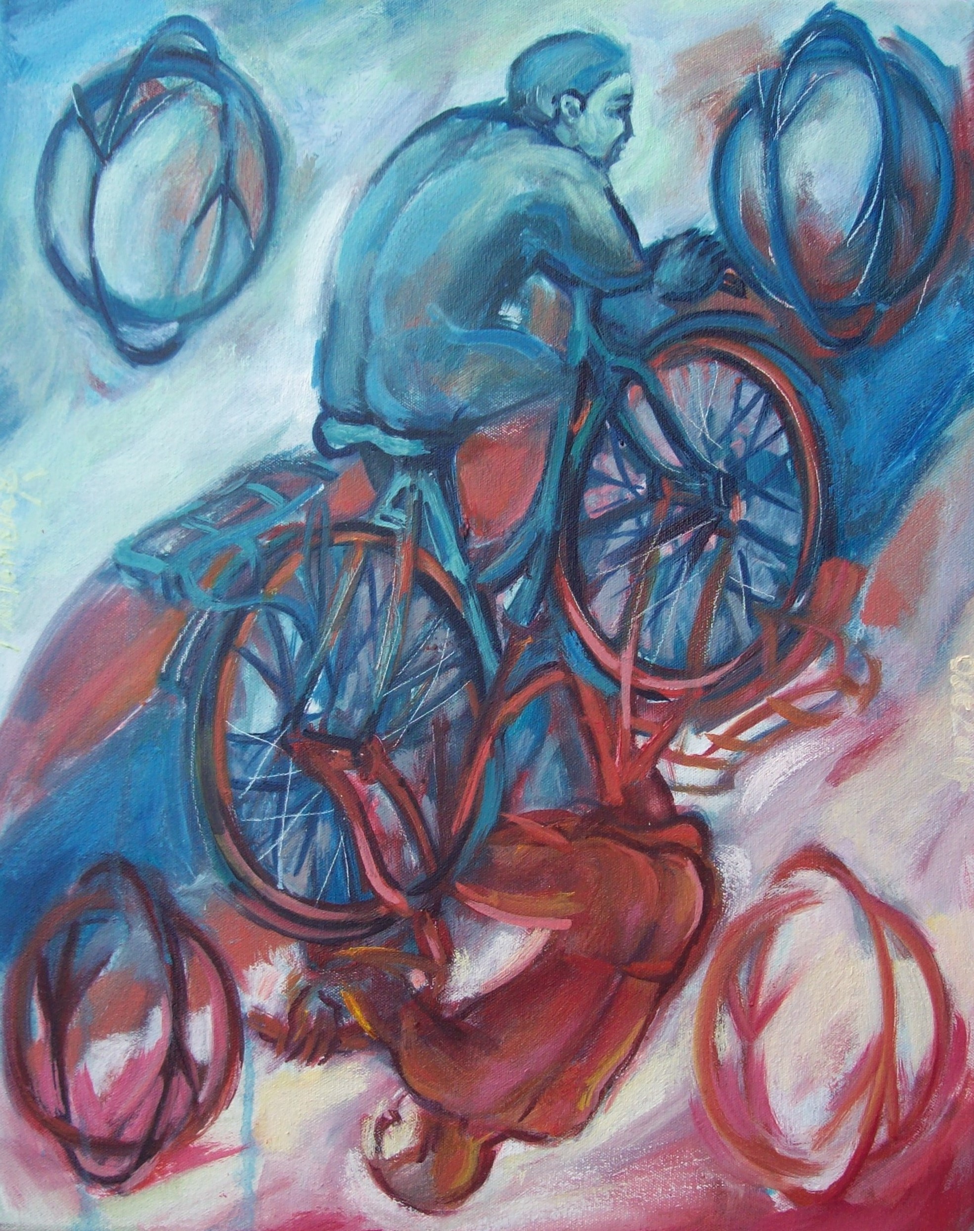 Two of bikes, painting by Philomena Harmsworth