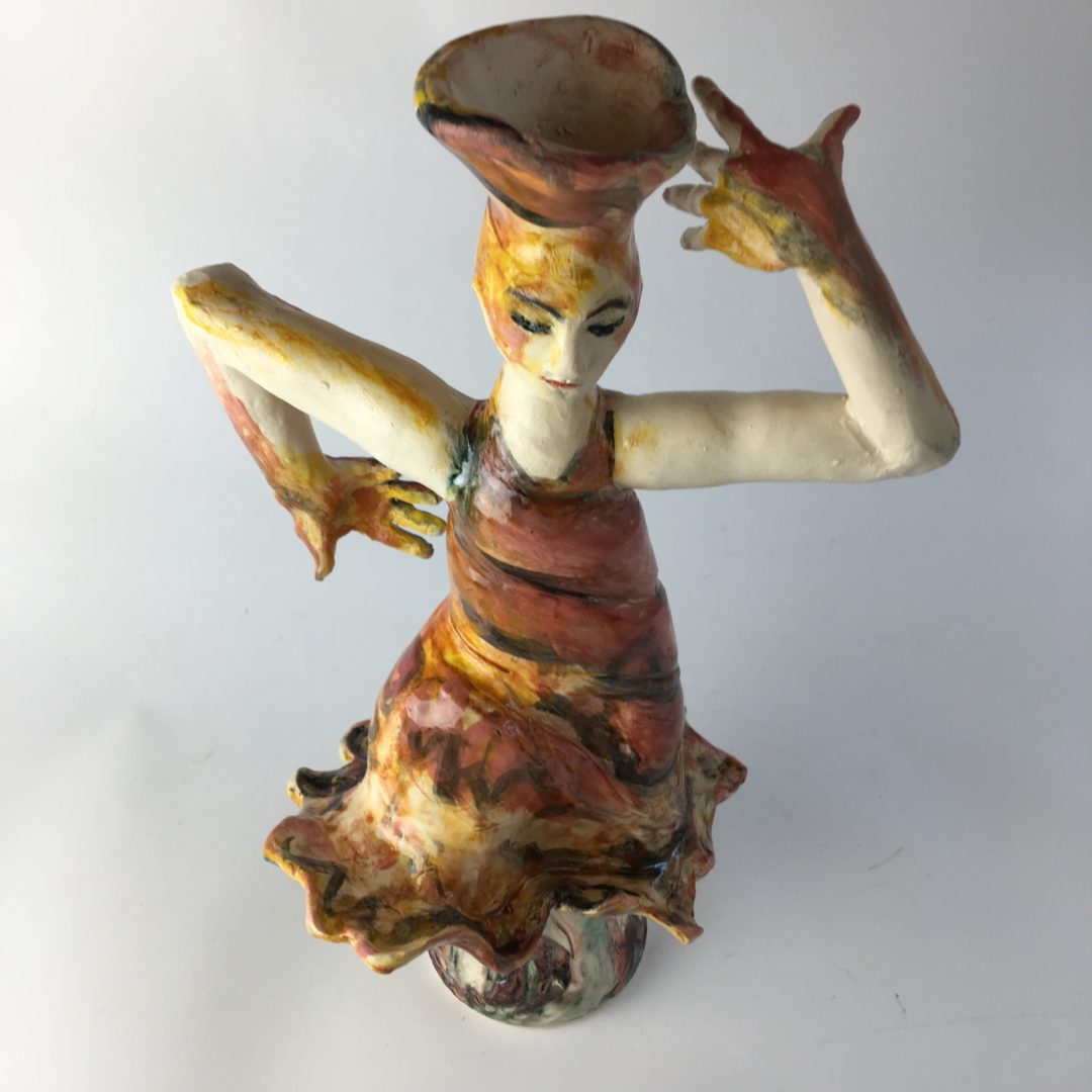ceramic figurine, Female Flamenco Dancer by artist Philomena Harmsworth
